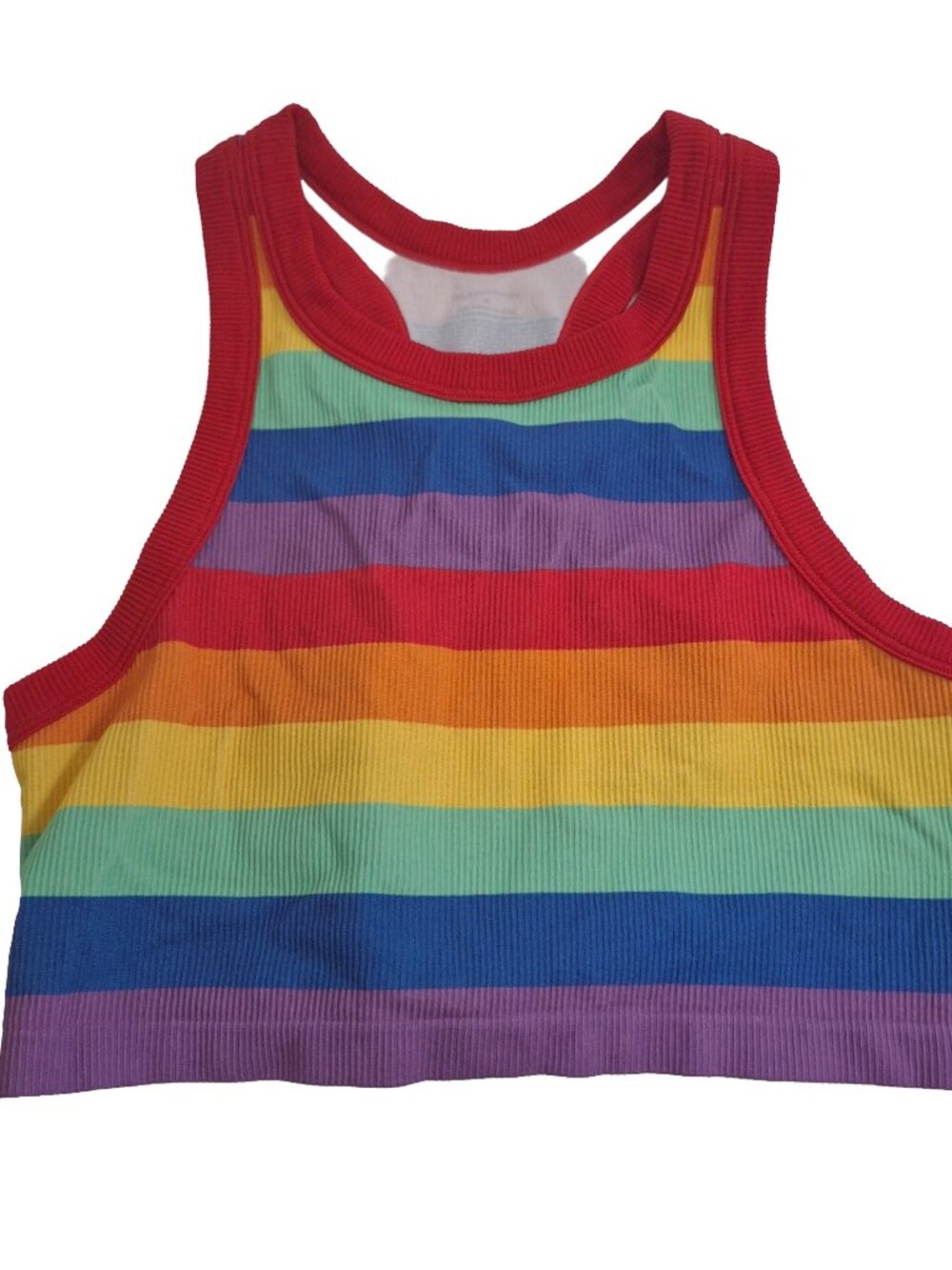 No Boundaries Rainbow Ribbed Halter Crop Top - Picture 3 of 5